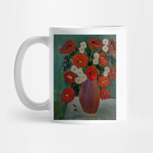 lovely red poppies and daisy's in metallic vase Mug